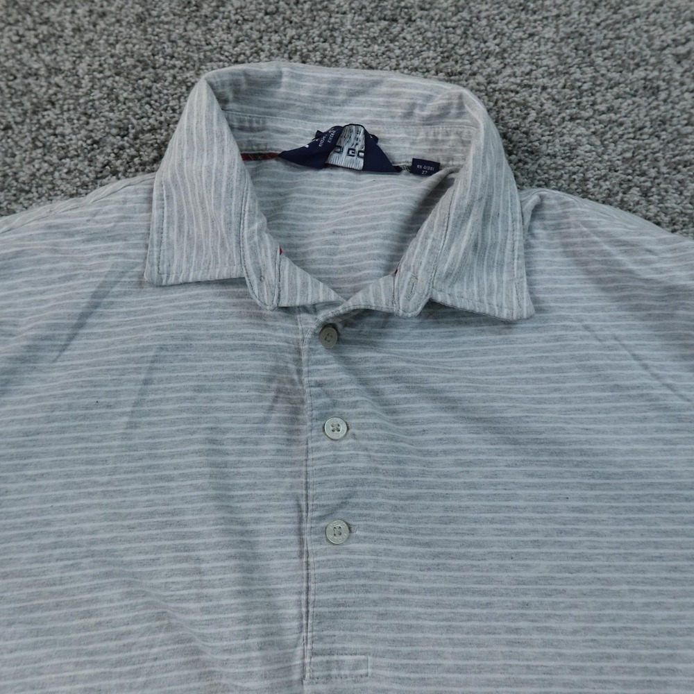 VTG‎ Ralph Lauren Polo Shirt Mens M Gray Stripe Golf Pima Cotton Casual Preppy